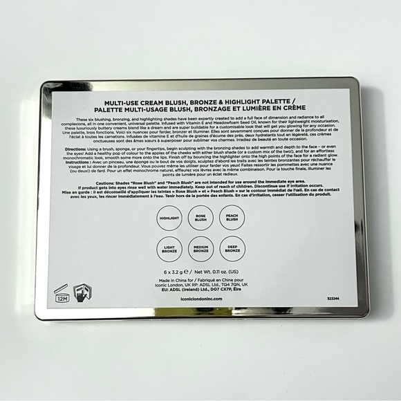 NEW IN BOX Iconic London Multi-Use Cream Blush Bronzer & Highlighter Palette - Picture 5 of 11